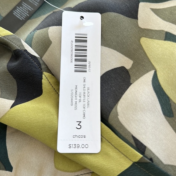 Chico’s silk one shoulder blouse - NWT - jungle print - BLACK LABEL - Picture 5 of 6